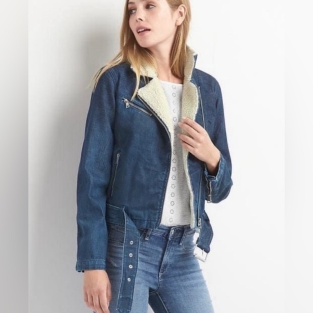 GAP Denim Sherpa Moto Jacket